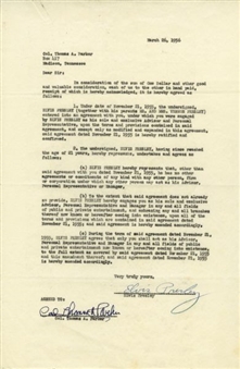 Elvis Presley and Colonel Tom Parker Historically Significant Signed 1956 Management Contract